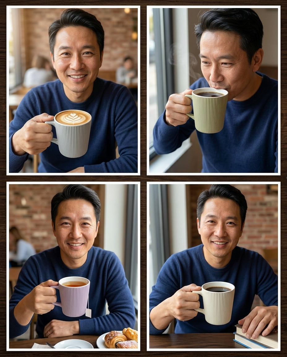 Lina Ribbed Mug Set for 4