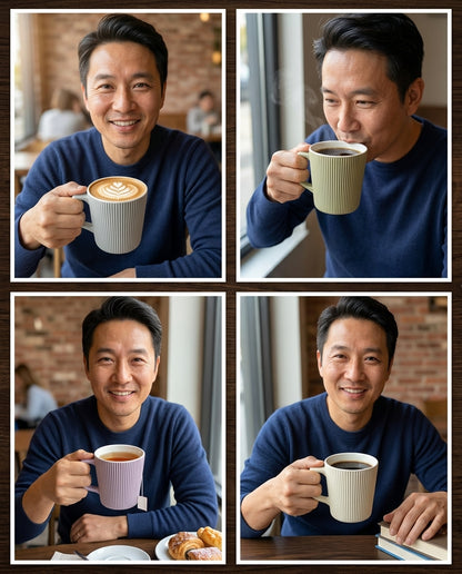 Lina Ribbed Mug Set for 4