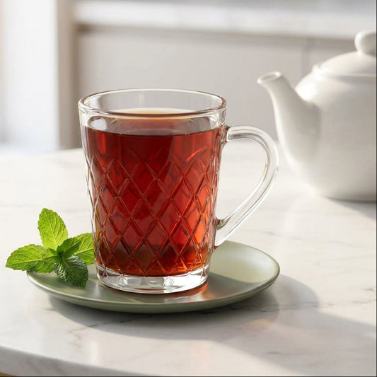 Diamond 255ml Glass Mug Set of 6