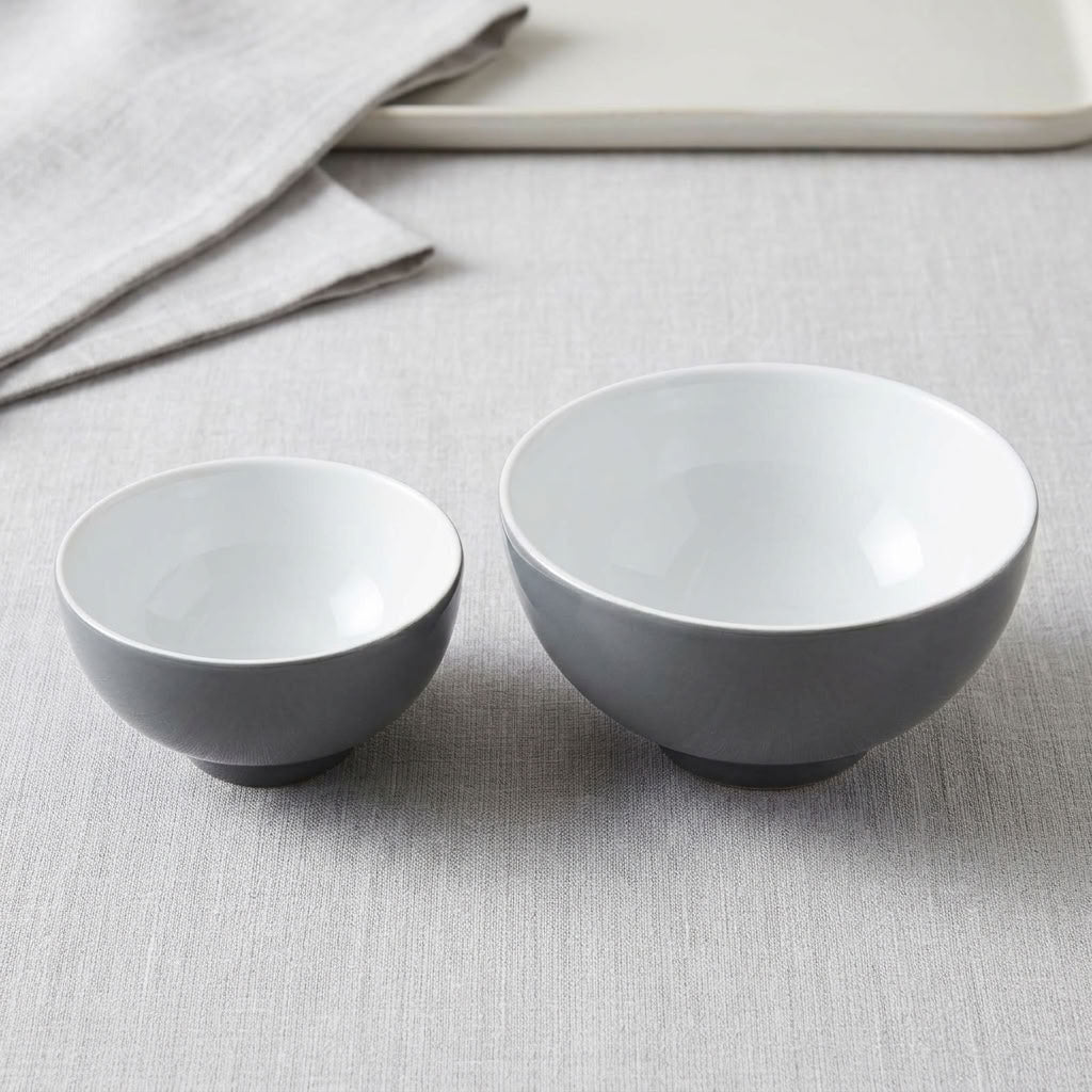 Mist & Stone — Set of 2 Porcelain Bowls | Elegant Grey Serving Bowls