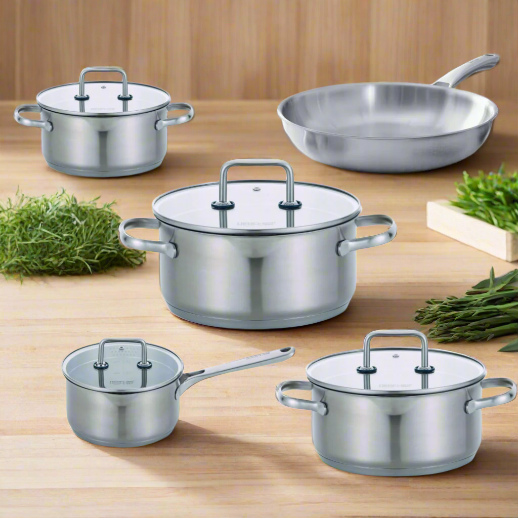 Baba Stainless Steel Pot set of 3 posts, 1 frying pan and 1 sauce pan