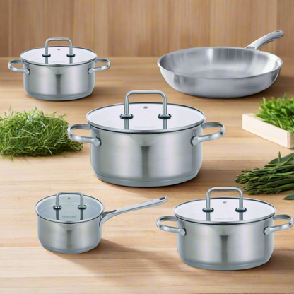 Baba Stainless Steel Pot set of 3 posts, 1 frying pan and 1 sauce pan