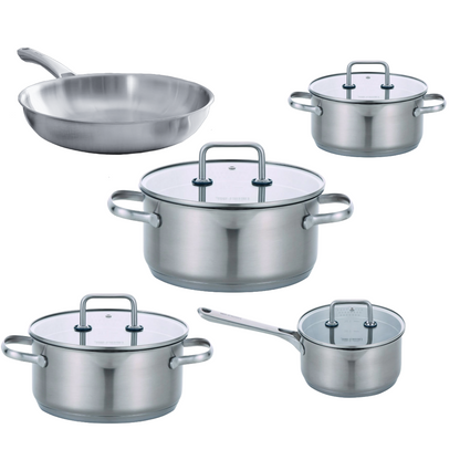 Baba Stainless Steel Pot set of 3 posts, 1 frying pan and 1 sauce pan