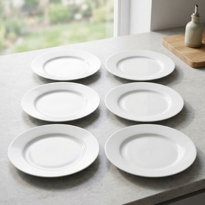 Six-piece set of white 19 cm plates