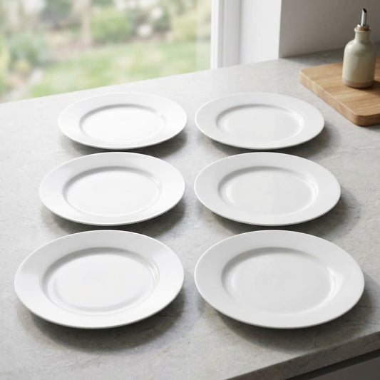 Six-piece set of white 19 cm plates